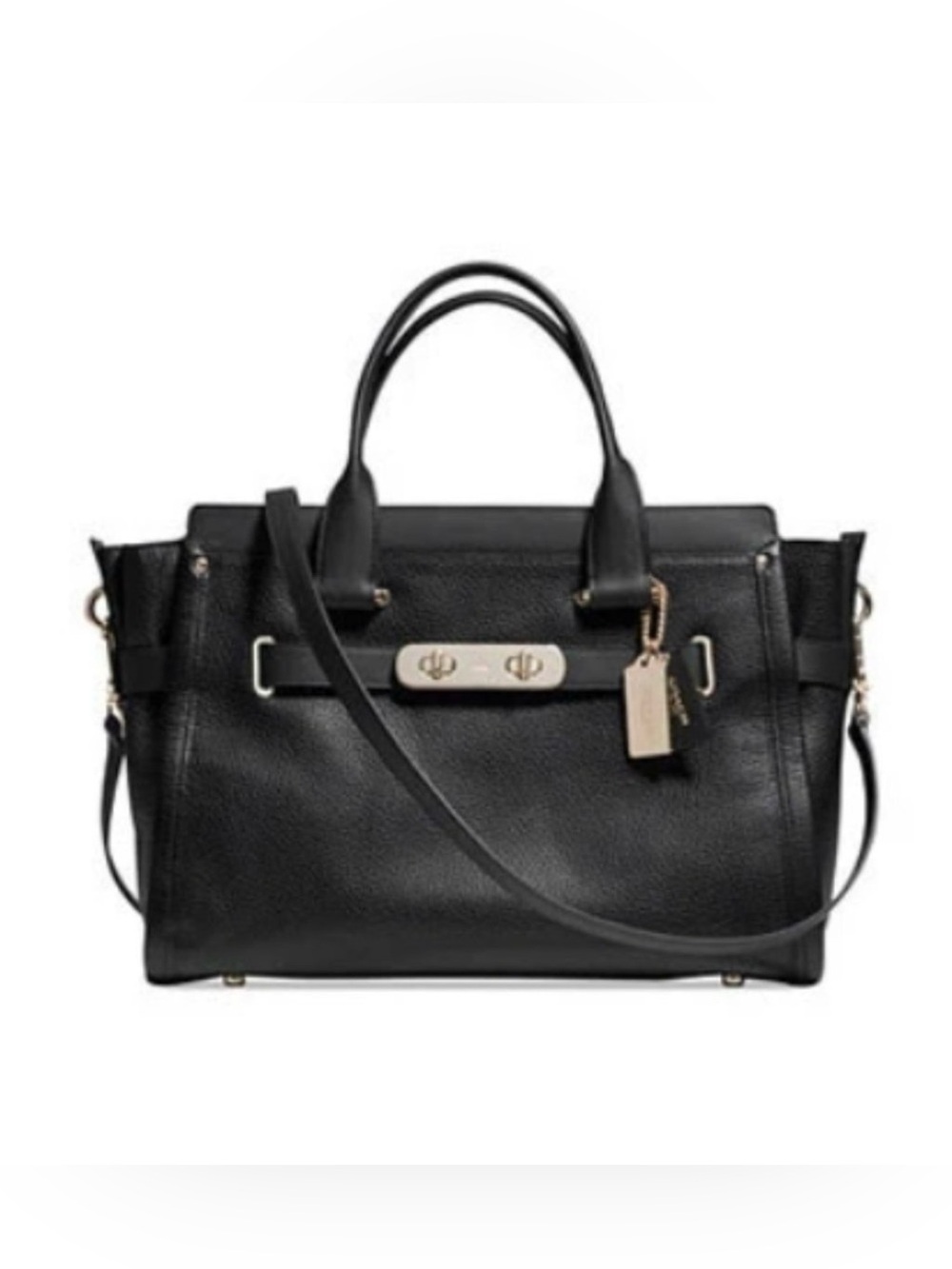 Coach Black Swagger 39 Satchel with Gold Hardware